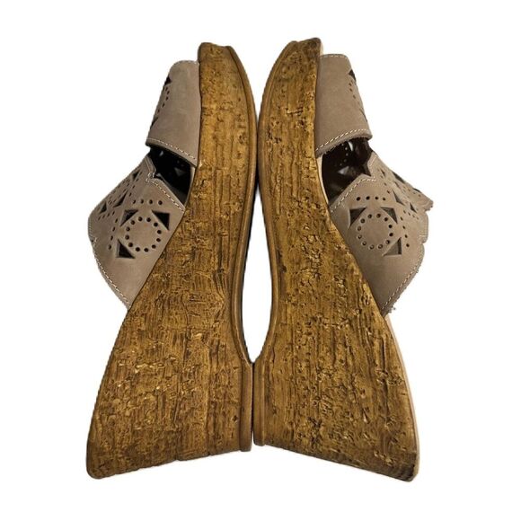 Spring Step Womens Flamyo Slide Italian Leather Cutout Beige Wedge Sandals EU 39 - Picture 2 of 11